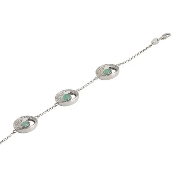 Bracciale con elementi lunari di zirconi e cristallo verde acqua    
